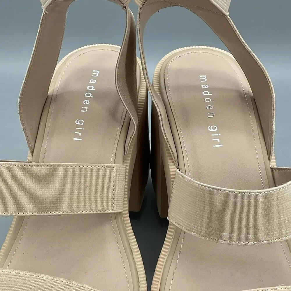 Madden Girl Women’s Templee Dressy Open Toe Strappy Sandals Beige Size 9.5